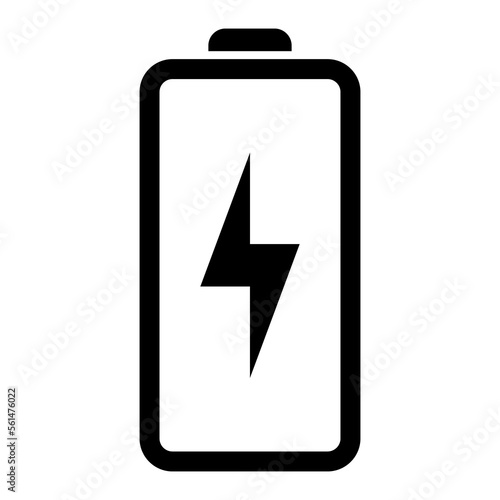 Battery icon with lightning bolt sign. Battery charging icon with lightning bolt symbol.