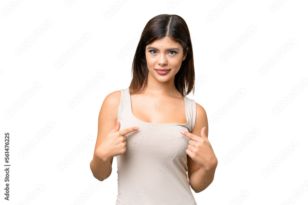 Young Russian woman over isolated chroma key background pointing to oneself