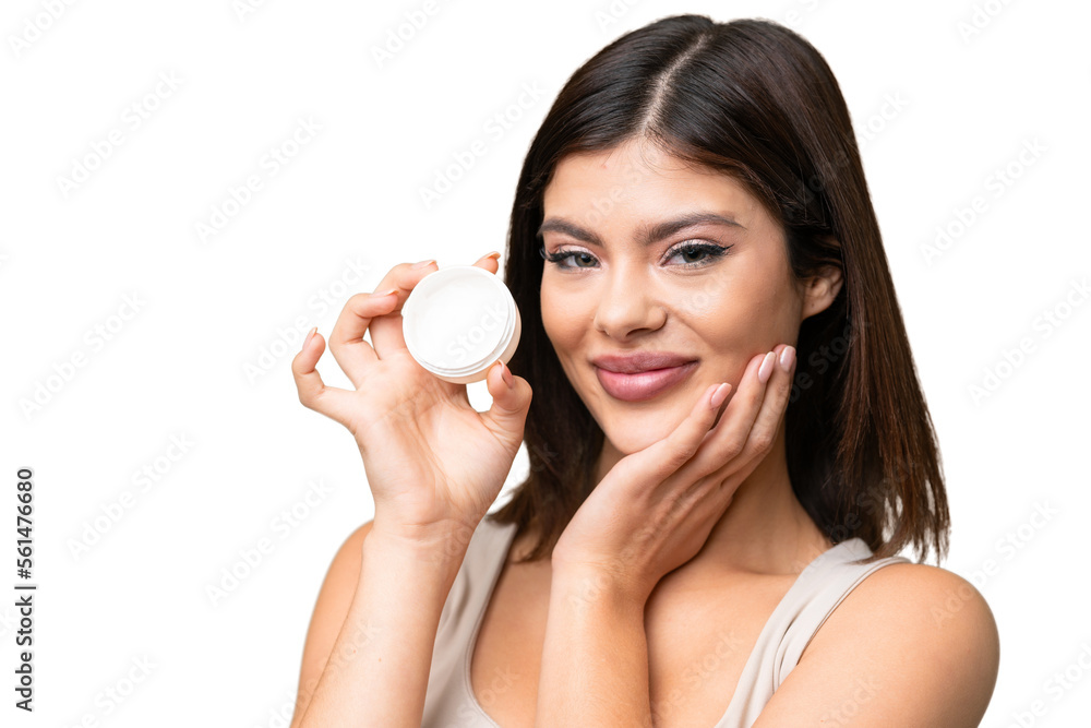 Young Russian woman with rainproof coat and umbrella over isolated chroma key background with moisturizer Young Russian woman with rainproof coat and umbrella over isolated chroma key background with moisturizer