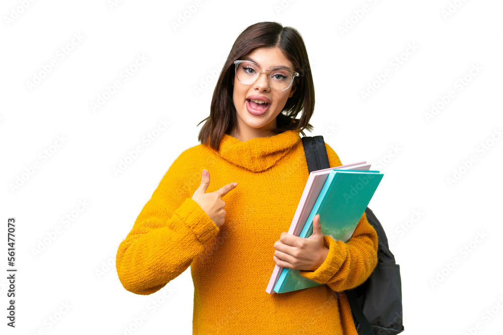 Young student woman over isolated chroma key background with surprise facial expression Young student woman over isolated chroma key background with surprise facial expression