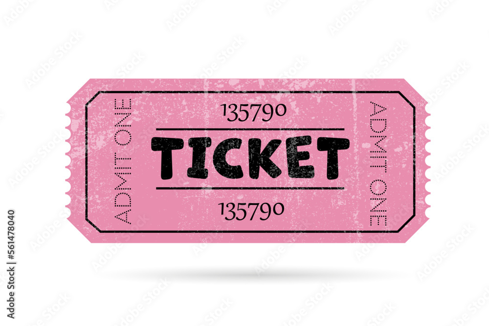 Pink Admit One tickets isolated on a white background. Pink Admit One tickets isolated on a white background.