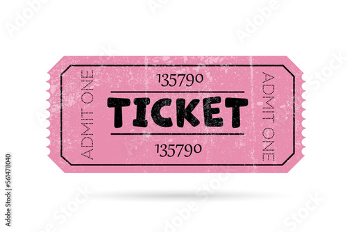 Pink Admit One tickets isolated on a white background.