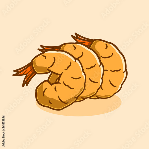 fried shrimp tempura illustration concept in cartoon style