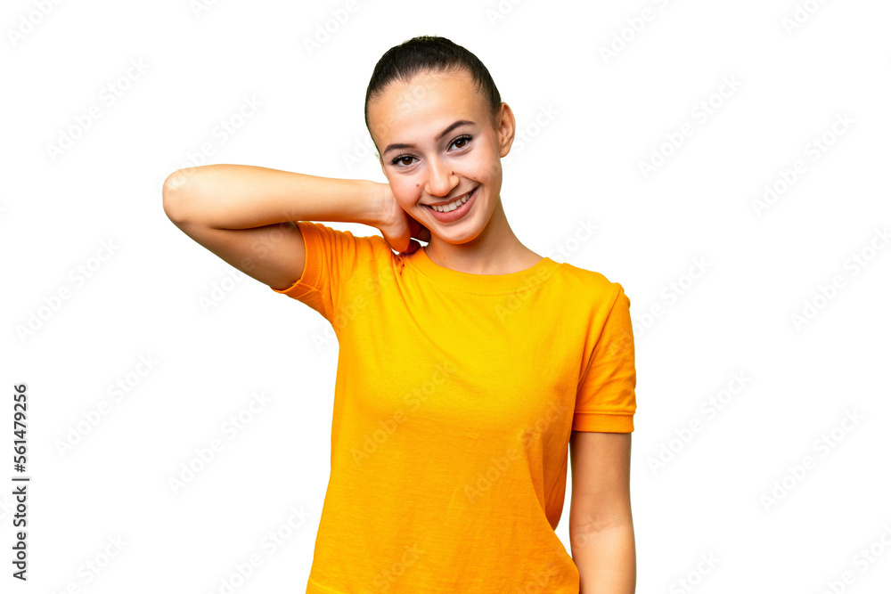 Young Arab woman over isolated background laughing Young Arab woman over isolated background laughing