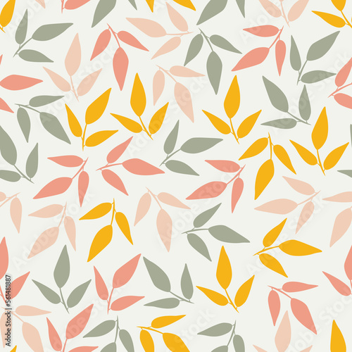 Leaves and branches repeat pattern. Floral pattern design. Botanical tile. Good for prints  wrappings  textiles and fabrics.