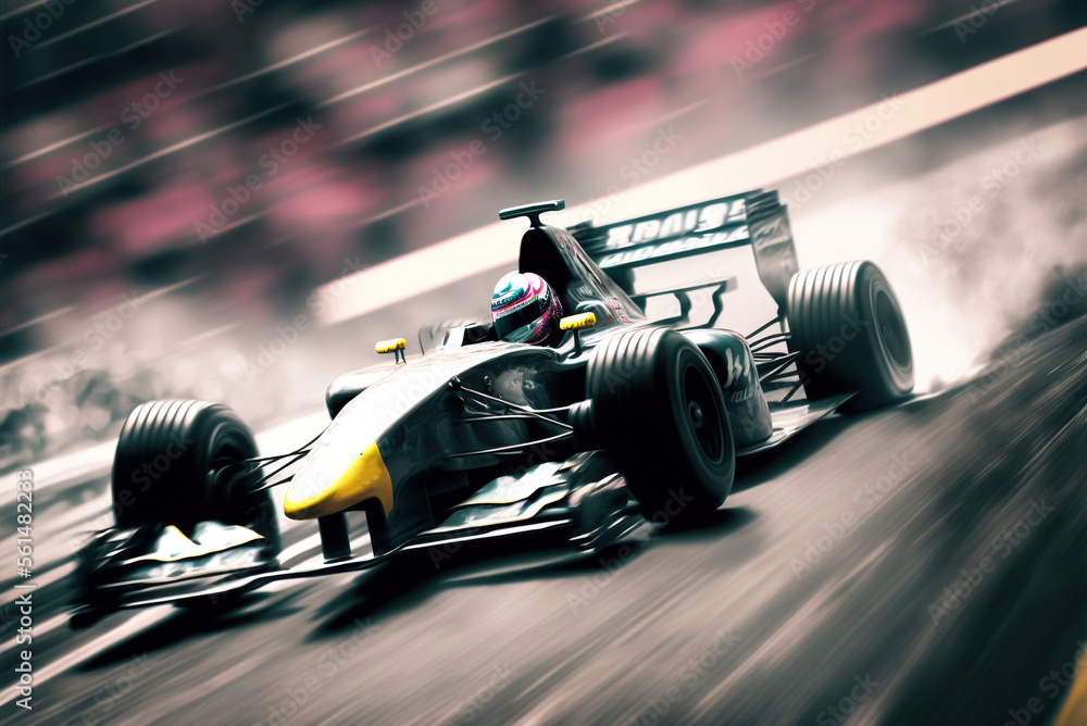 Obraz premium Racing car in motion, generative ai