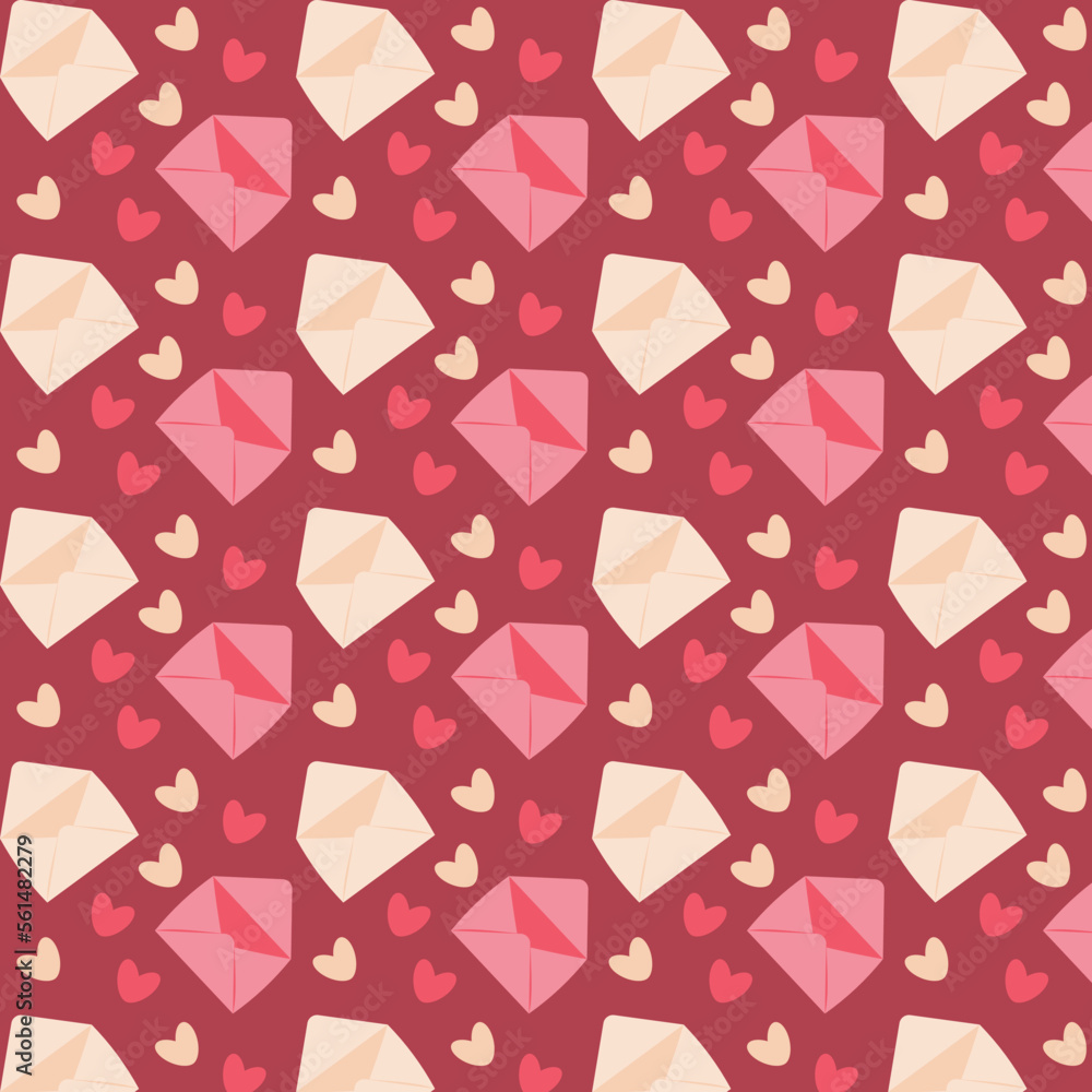 Love letters seamless pattern with envelope and heart for printing on wrapping. Vector illustration Love letters seamless pattern with envelope and heart for printing on wrapping. Vector illustration