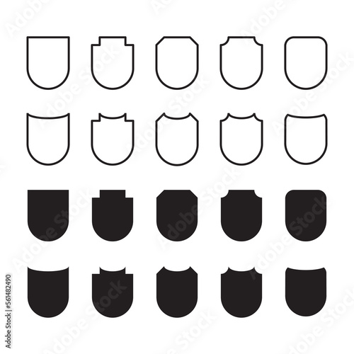 Set of simple shield black and white vector icons.