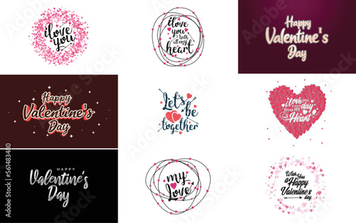 Happy Valentine s Day greeting card template with a cute animal theme and a pink color scheme