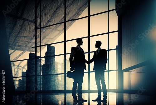 Two business people shaking hands in office  client business concept corporate businessman