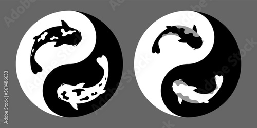 Yin-yang symbol with koi instead of circles with no border.