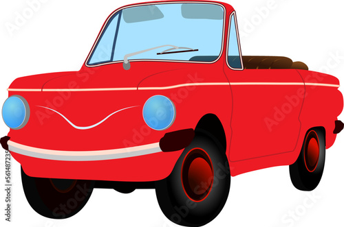 vector Illustration of red retro car convertible 70s