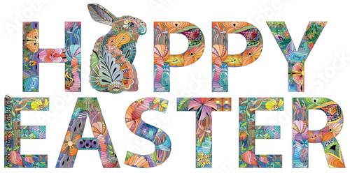 Happy Easter. Colorful vector word isolated on a white background