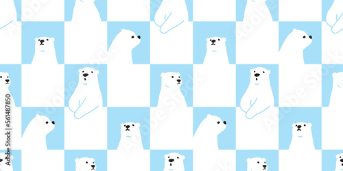 bear polar seamless pattern vector checked teddy cartoon tile background gift wrapping paper repeat wallpaper scarf isolated doodle illustration design