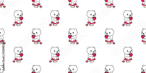 bear seamless pattern sitting drinking coffee hot tea vector teddy cartoon gift wrapping paper tile background repeat wallpaper scarf isolated doodle illustration design