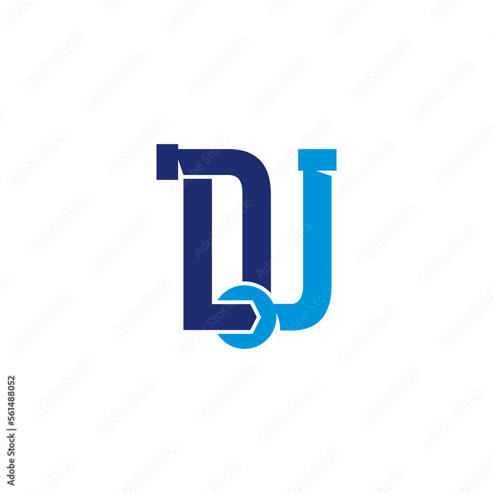 Letters DJ Pipe and Wrench Logo Design 001 Letters DJ Pipe and Wrench Logo Design 001