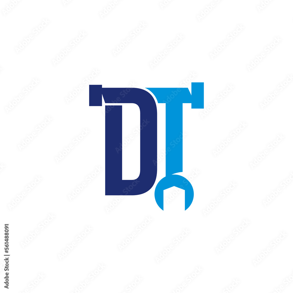 Letters DT Pipe and Wrench Logo Design 001 Letters DT Pipe and Wrench Logo Design 001