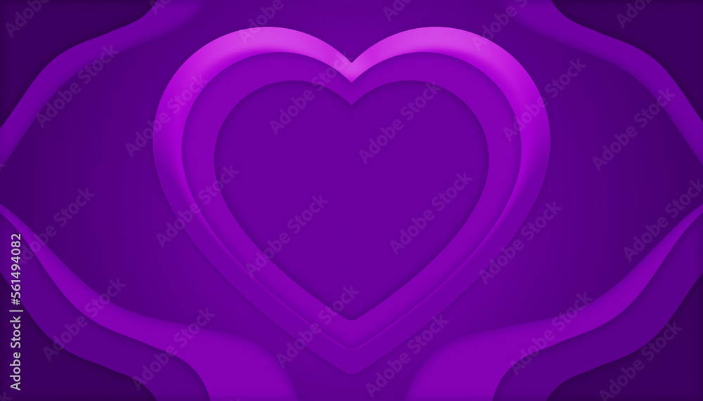 Purple heart symbol with papercut solid blank as decorative background concept Purple heart symbol with papercut solid blank as decorative background concept