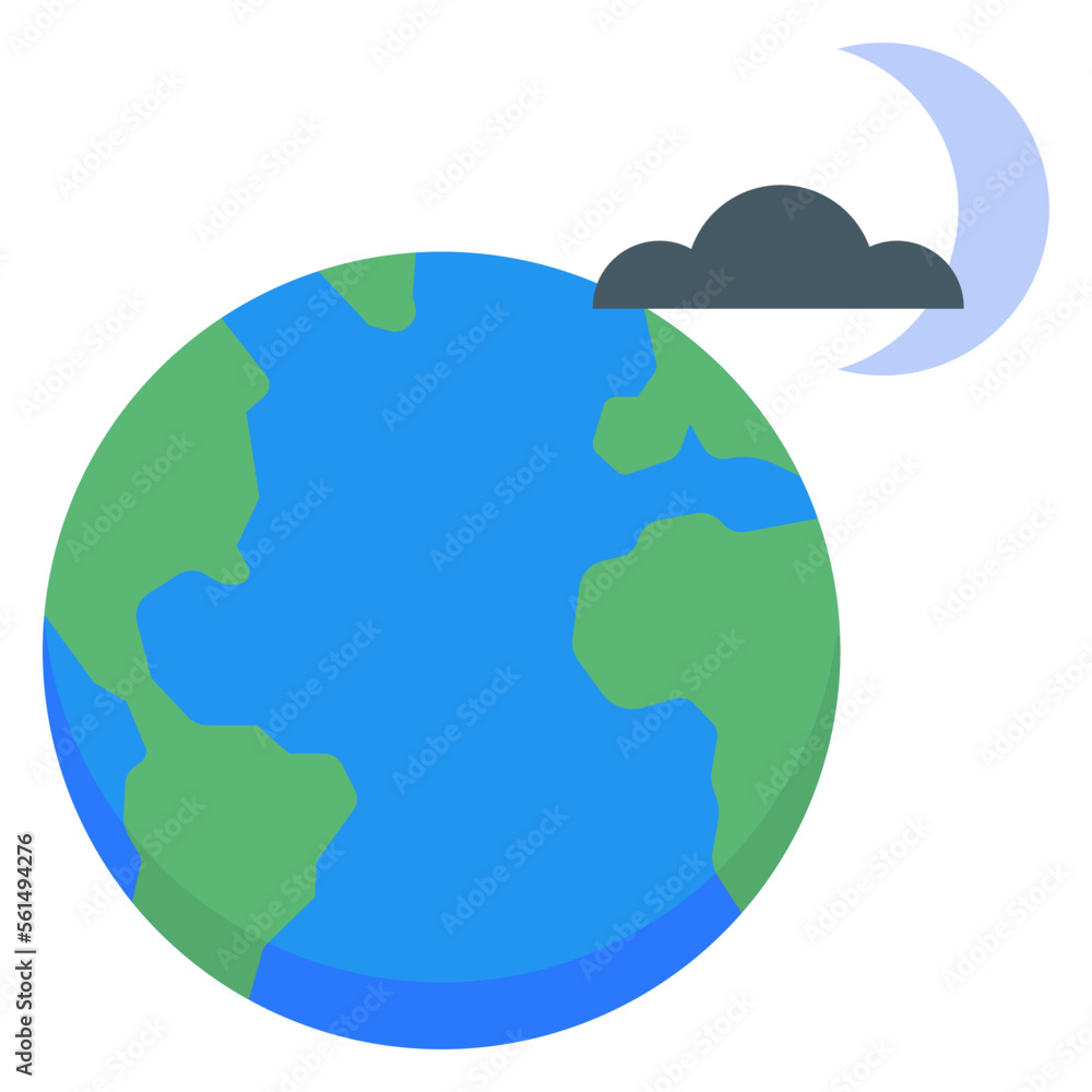 Fototapeta premium planet earth with crescent sun and cloud illustration