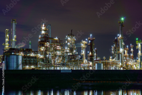 The petrochemical complex at Yokkaichi Port  Yokkaichi city  Mie prefecture  Japan at night