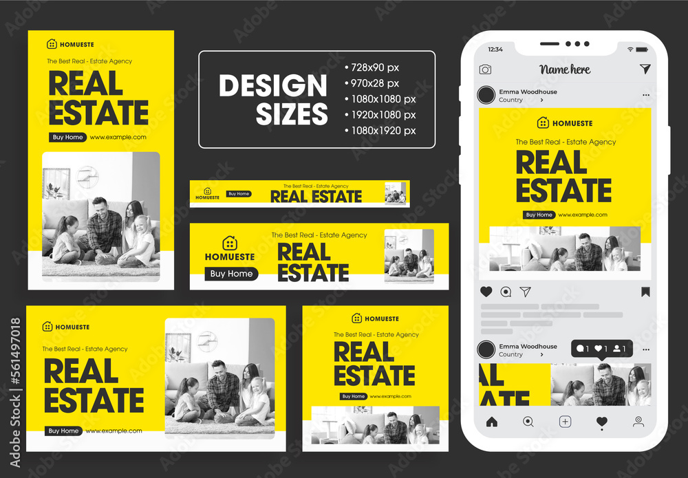 Real Estate Web Banner Ads Stock Template | Adobe Stock
