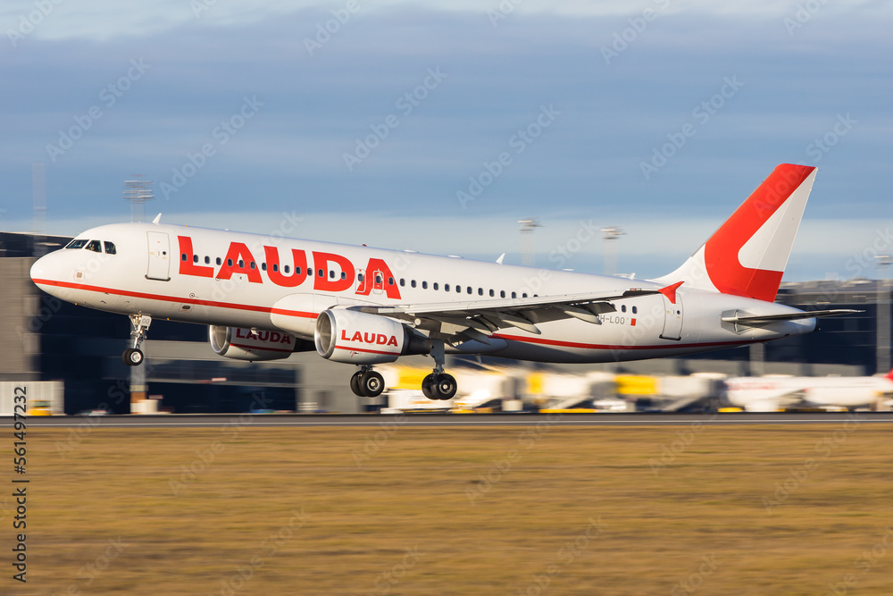 Vienna, Schwechat January 07, 2023 An Airbus A320 of austrian low