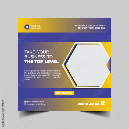 Corporate social media post square design and flyer template