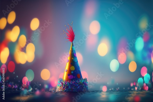 Party hat on a bokeh defocused bacground photo