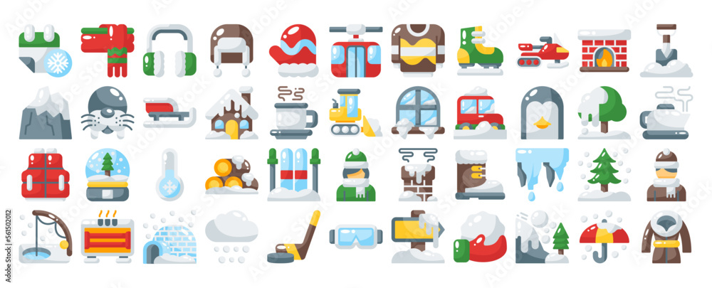 winter icon set. vector illustration for web, computer and mobile app. flat style icon winter icon set. vector illustration for web, computer and mobile app. flat style icon