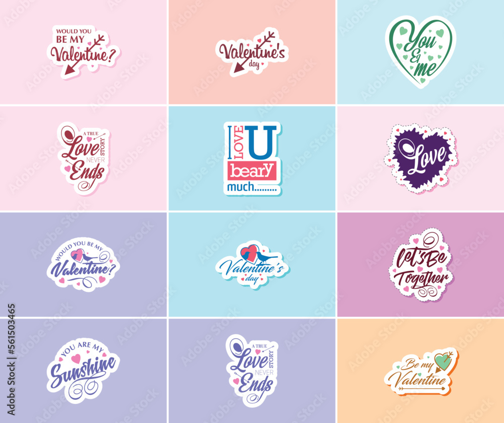 Heartfelt Typography and Graphics Stickers for Valentine's Day