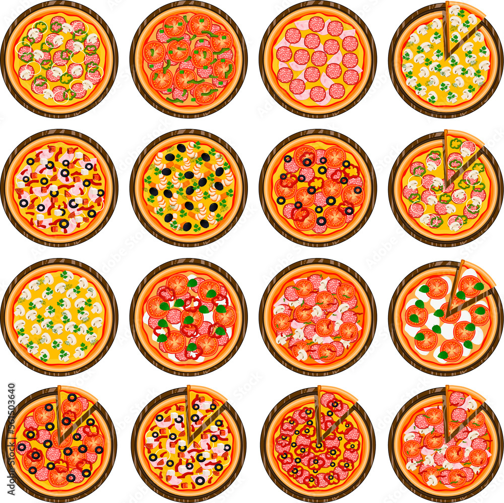 Various sweet tasty pizza Various sweet tasty pizza