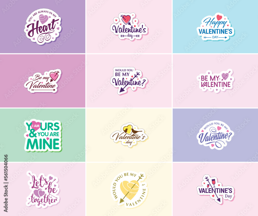 Celebrating Love on Valentine's Day with Beautiful Typography and Graphics Stickers