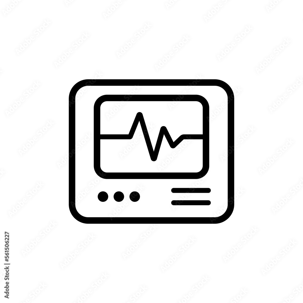 Cardiogram line icon. Disease, immunity, thermometer, doctor, patient, prescription, treatment, drugs, recommendations, advice. health concept. Vector black line icon on white background Cardiogram line icon. Disease, immunity, thermometer, doctor, patient, prescription, treatment, drugs, recommendations, advice. health concept. Vector black line icon on white background