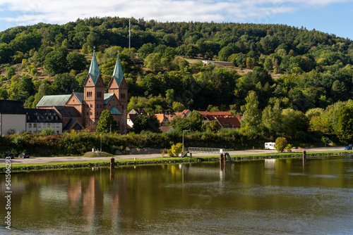 Ehemalige Benediktinerabteikirche, und jetzige Kath. Pfarrkirche St. Michael und St. Gertraud in der Gemeinde Neustadt am Main, Landkreis Main-Spessart, Unterfranken, Bayern, Deutschland. photo