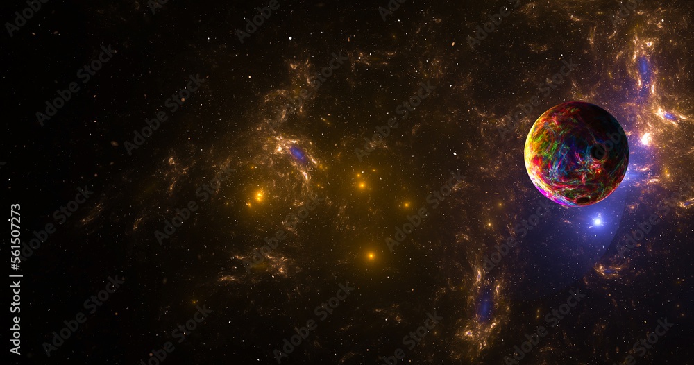 Fantastic abstract background from stars and galactic in space. Fractal spiral.