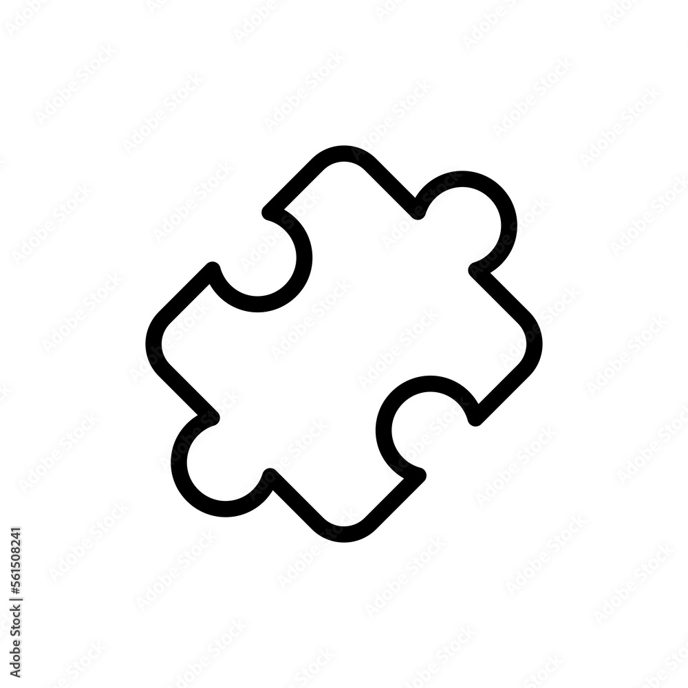 Puzzle line icon. Problem solving, question mark, puzzle, application development, creative thinking. Board games concept. Vector black line icon on white background Puzzle line icon. Problem solving, question mark, puzzle, application development, creative thinking. Board games concept. Vector black line icon on white background