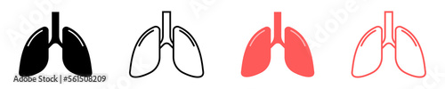 Set of lungs vector icons. Silhouette with human lungs on white background. Human organ. Vector 10 Eps.