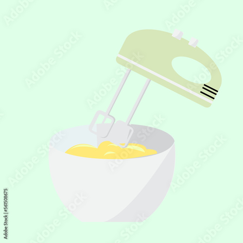 vector mixer and cake batter being stirred