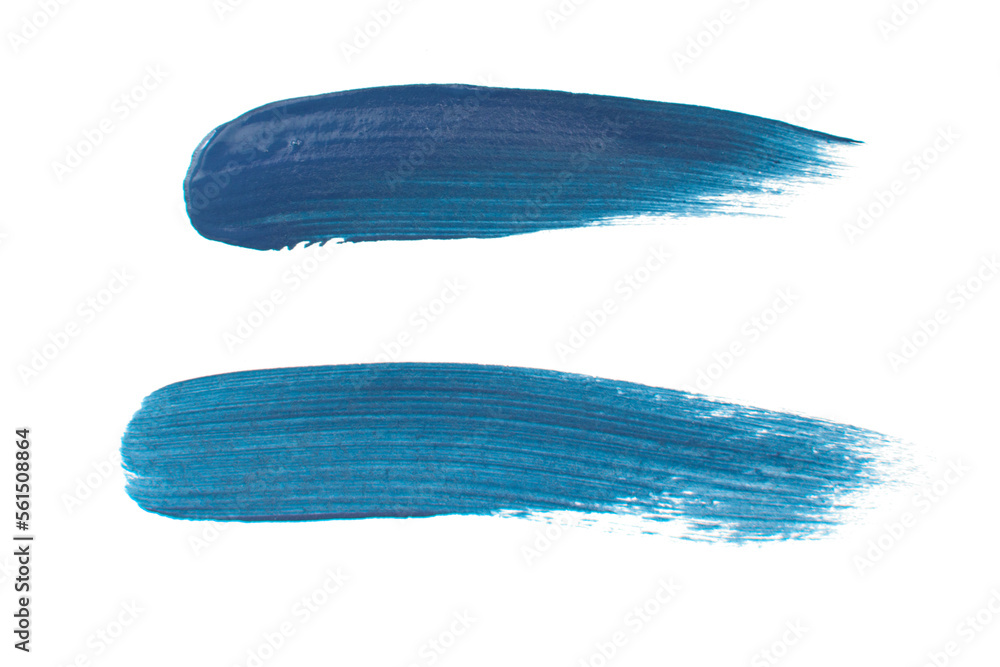 Acrylic blue paint brush track blank art isolated on the white background Acrylic blue paint brush track blank art isolated on the white background
