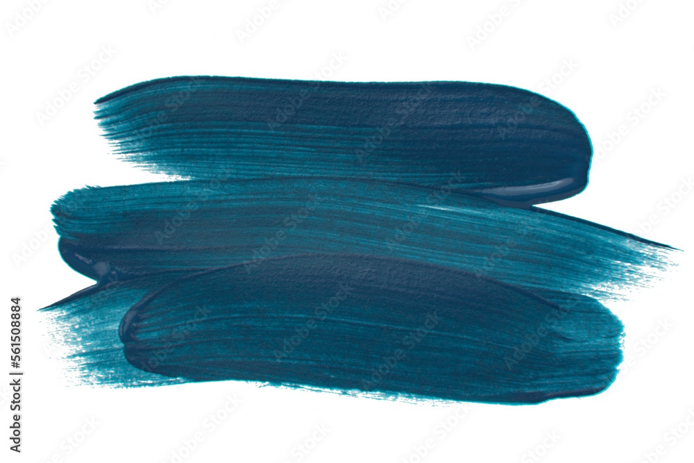 Acrylic blue paint brush track blank art isolated on the white background Acrylic blue paint brush track blank art isolated on the white background