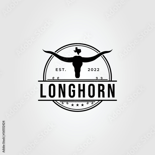 cattle longhorn or texas head cow logo vector illustration design..