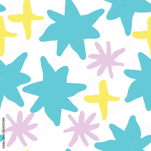Stars seamless vector pattern for wrapping  digital paper  wallpaper  fabric print  textile design. Simple silhouette shape of shining star decorative element for kids  baby  children  sport.