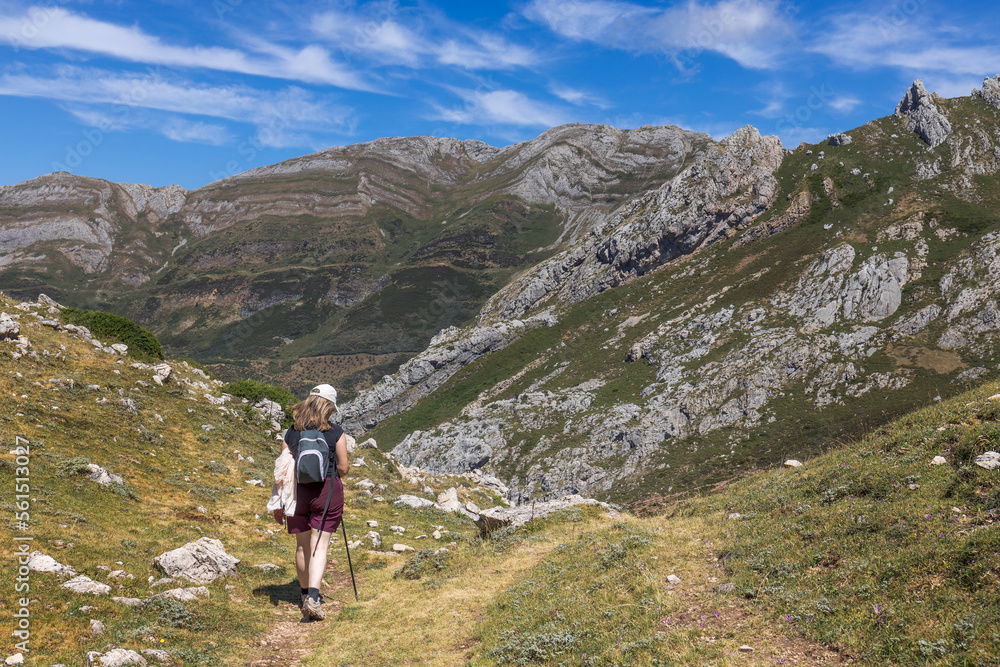 Woman Hiking at Somiedo Natural Park, Asturias, Spain