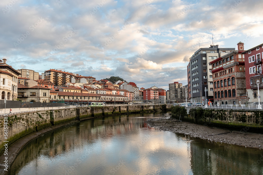 Old houses along the Nervión river in Bilbao, Basque Country, Spain, Europe