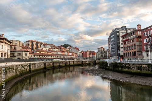 Old houses along the Nervión river in Bilbao, Basque Country, Spain, Europe
