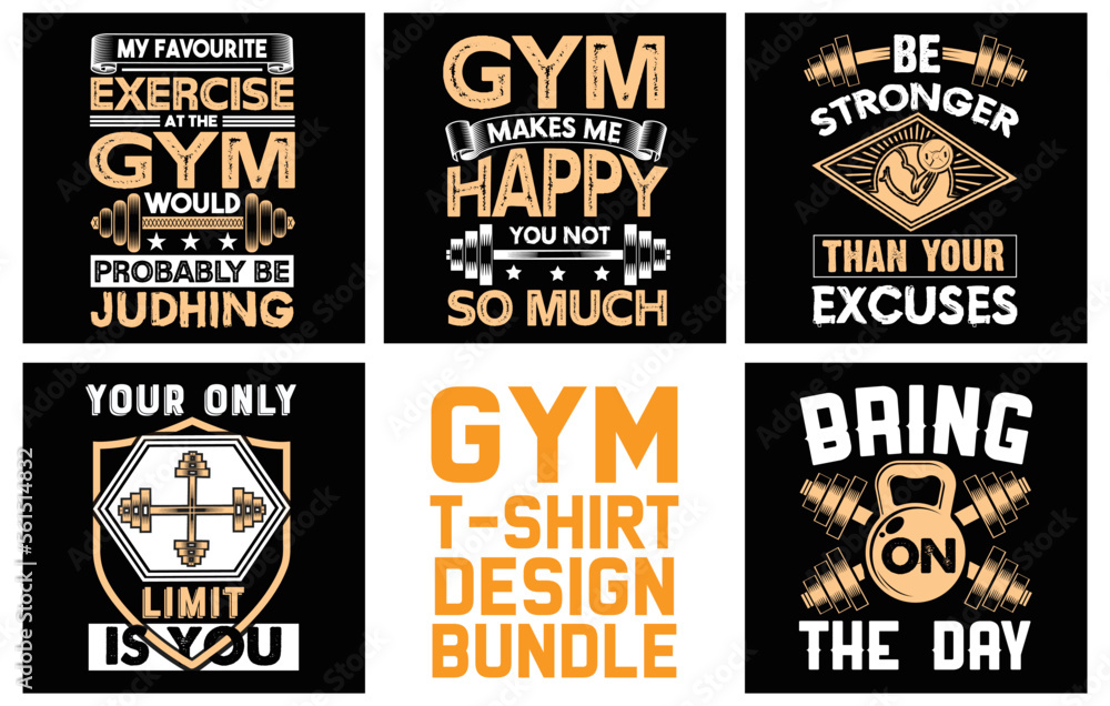 Gym Vector T-shirt Design Bundle.