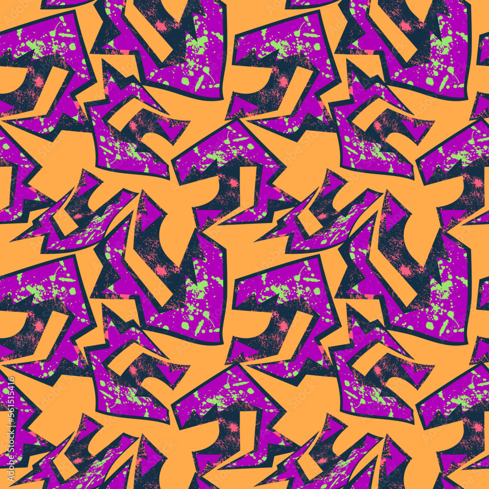 Obraz premium Abstract urban colorful pattern with curved geometry elements and grunge spots