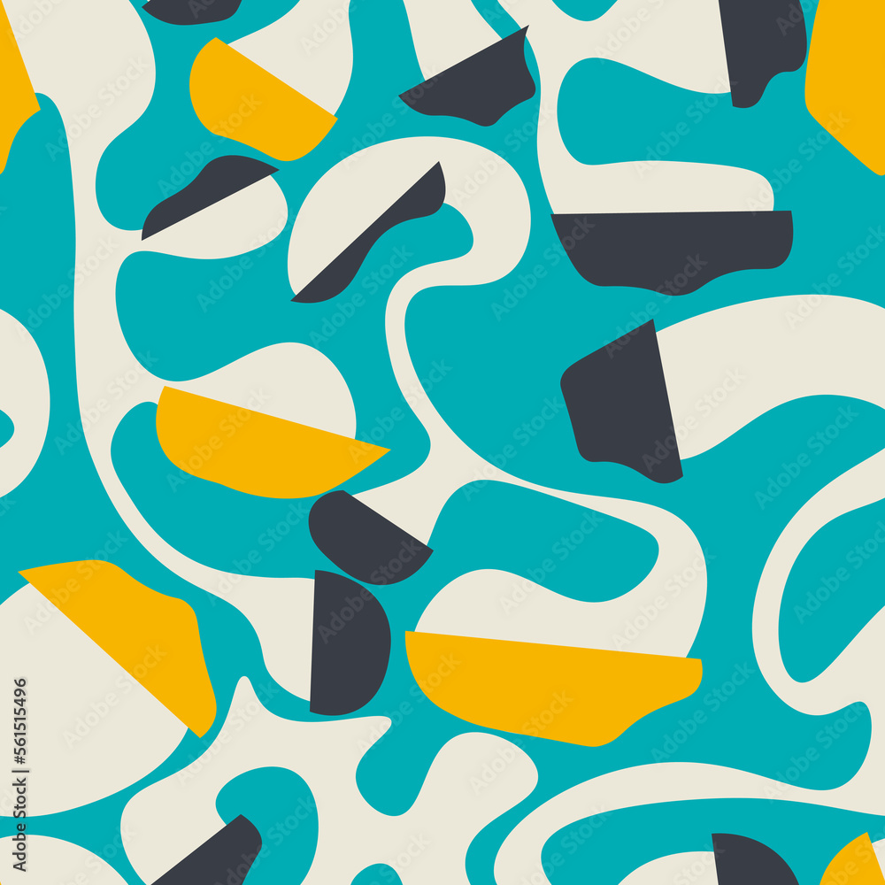 Seamless colorful artwork with wave shapes and decorative pattern