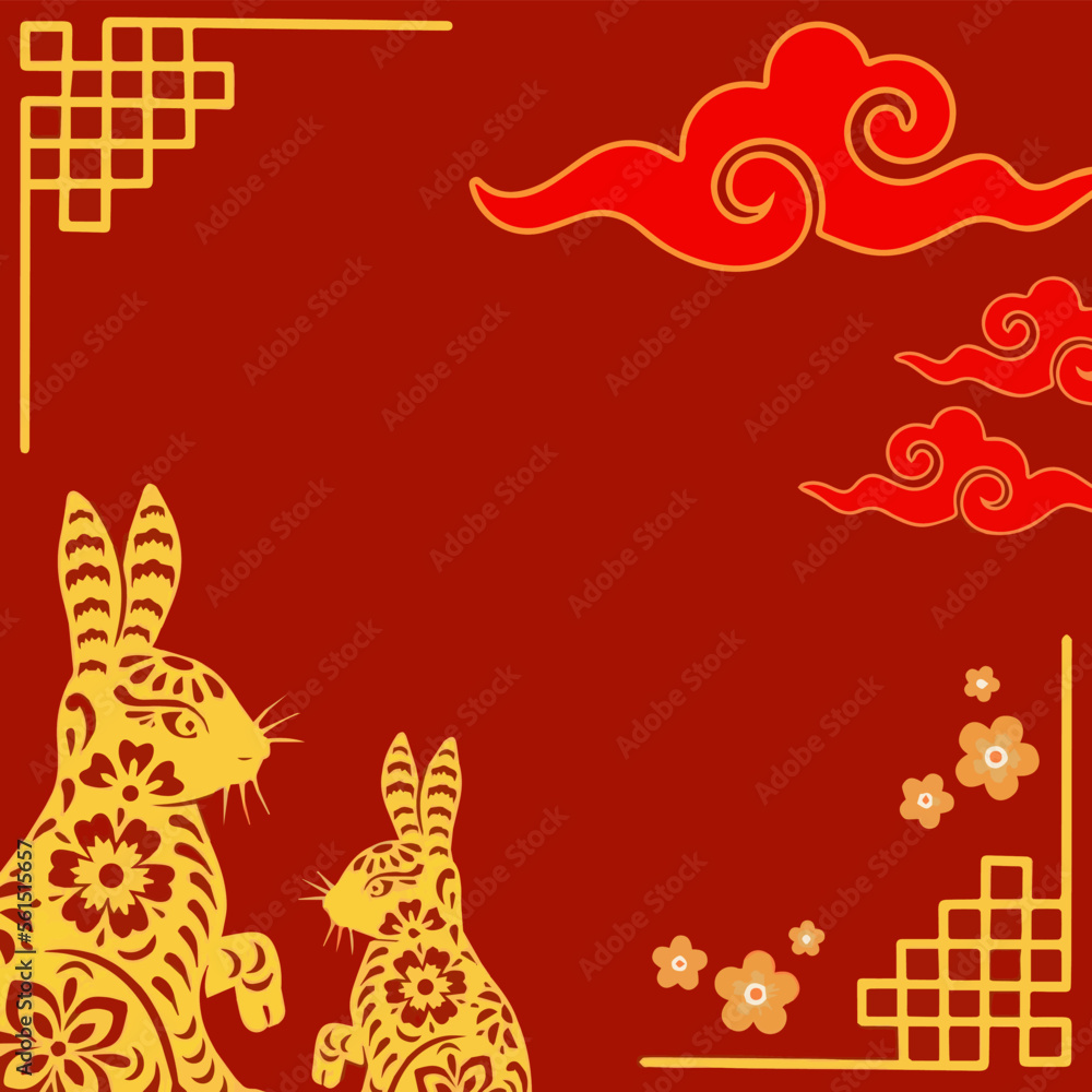 chinese new year card with rabbit chinese new year card with rabbit