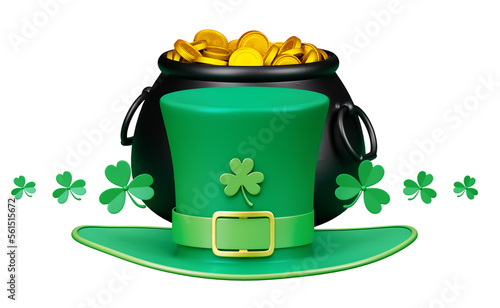 Tela St Patricks day elements hat with pot of gold cutout